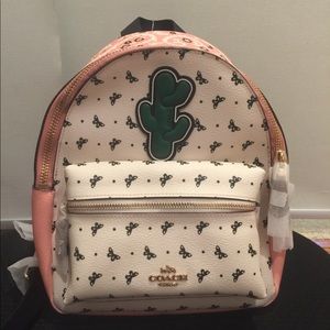 Coach Pink and Cream Backpack with Cactus Design
